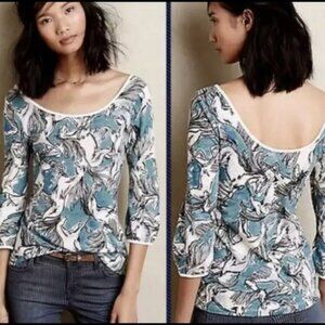 Anthropologie Postcard Horses Scoop Neck Tee Shirt